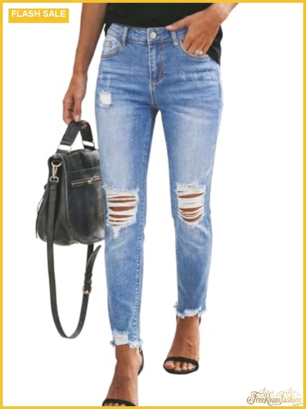 Women's Boyfriend Jeans Stretchy Ripped Distressed Denim Pants